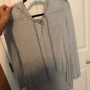 Baby blue and grey long sleeve top